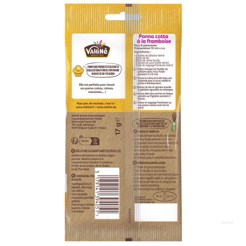9 FEUILLES GELATINE VAHINE