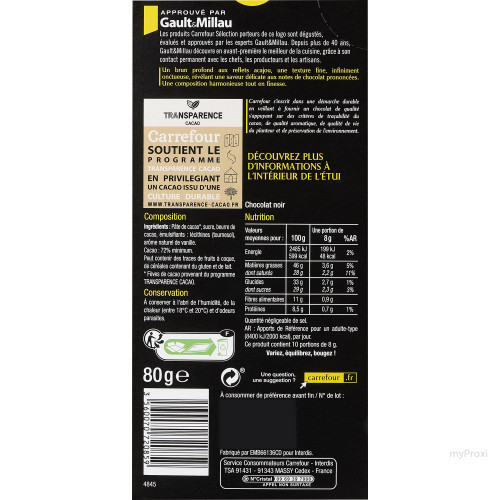 80G CHOC.NOIR 72% CRF SEL