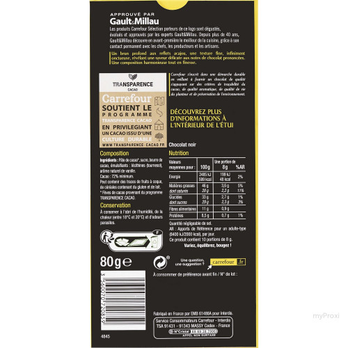 80G CHOC.NOIR 72% CRF SEL