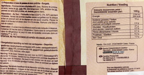 500G POMMES DAUPHINES CRF EXT