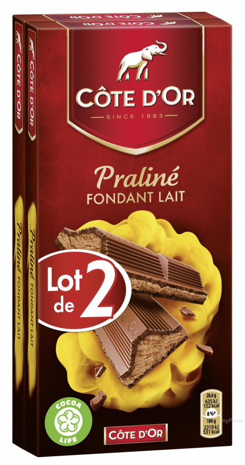 2X200G TAB CHOCO PRALINE LAIT