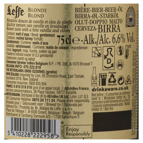 BLE 75CL BIERE BLONDE LEFFE