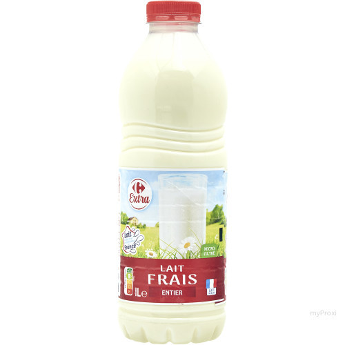 1L LAIT FRAIS ENTIER CARREFOUR