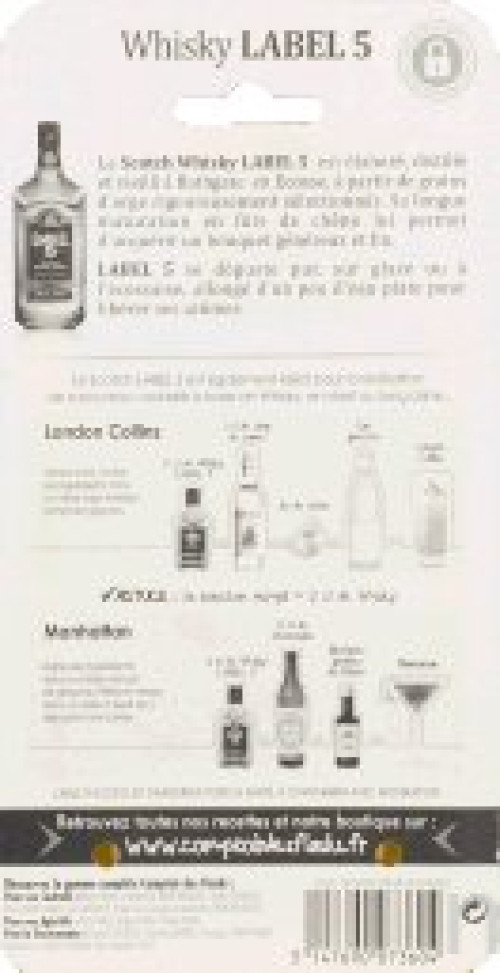 FLASK 20CL WHISKY 40%V LABEL 5