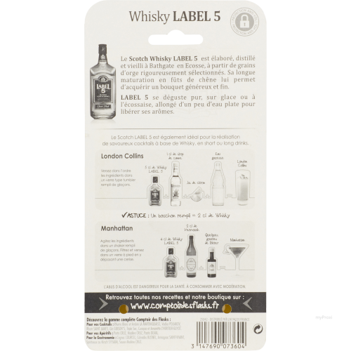 FLASK 20CL WHISKY 40%V LABEL 5