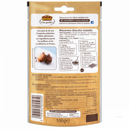 100G NOISETTES POUDRE VAHINE