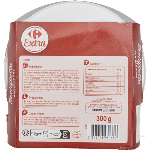 BQ 300G TARTIFLETTE CARREFOUR