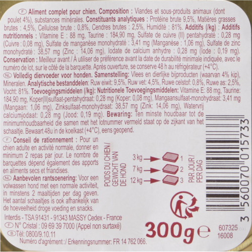 300G TERRINE POULET CHIEN CRF