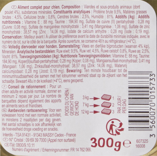 300G TERRINE POULET CHIEN CRF