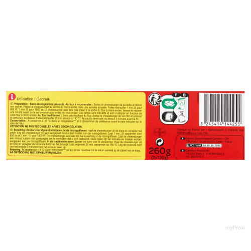 2X130G CHEESEBURGER CARREFOUR