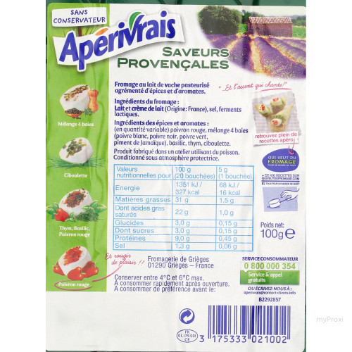 100G APERIVRAI.PROVENCAL31%MG