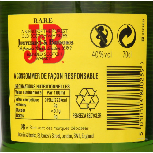 70CL WHISKY 40%V J&B RARE
