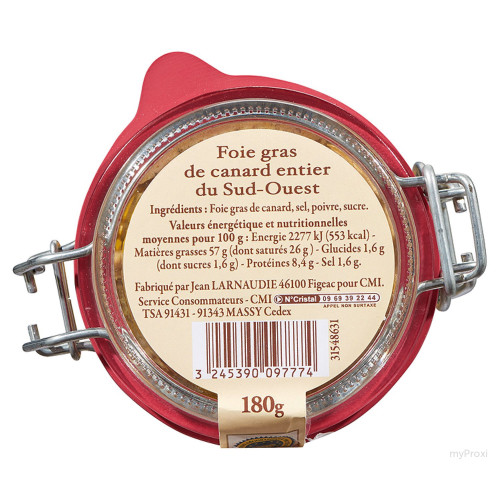 180G FOIE GRAS CND ENTIER RDF