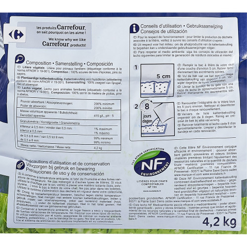 LITIERE VEGETAL 4,2KG CHAT CRF