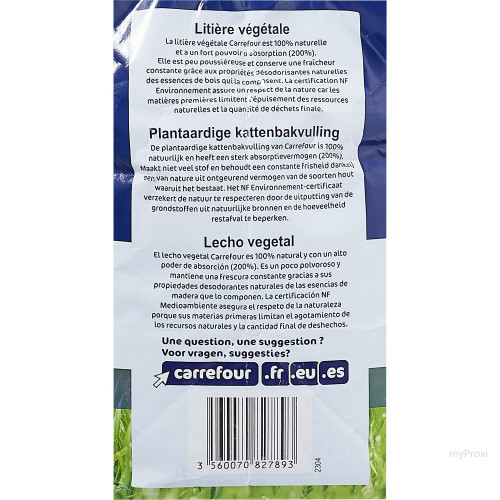 LITIERE VEGETAL 4,2KG CHAT CRF