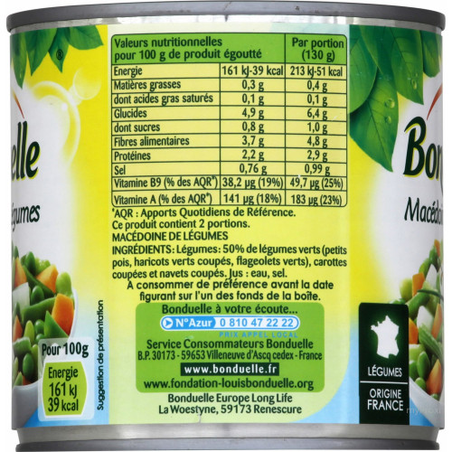 1/2 MACEDOINE LEGUME BONDUELLE