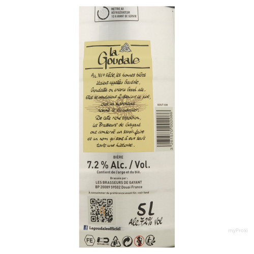 FUT 5L BIERE LA GOUDALE 7,2%
