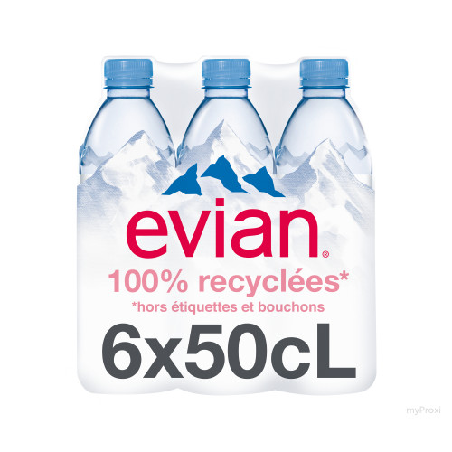 EVIAN 6X50CL PLASTIQUE RECYCLE
