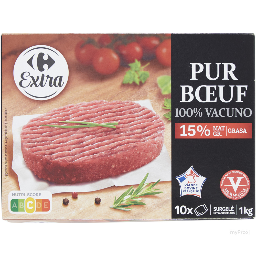10X100G STEAK HACHE 15%MG CRF