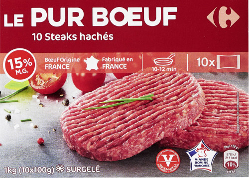 10X100G STEAK HACHE 15%MG CRF