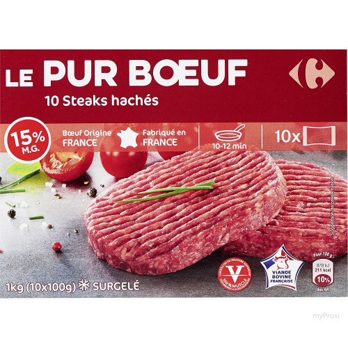 10X100G STEAK HACHE 15%MG CRF