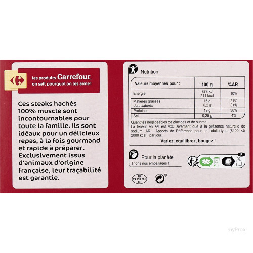 10X100G STEAK HACHE 15%MG CRF