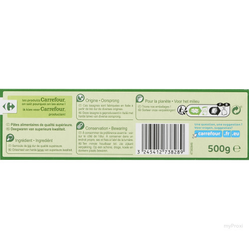 500G LASAGNE S/OEUFS CRF