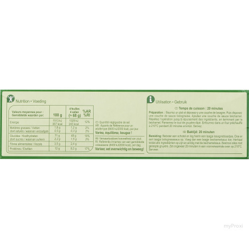 500G LASAGNE S/OEUFS CRF