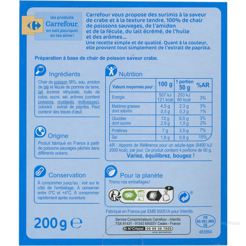 200G BATONNETS SURIMI CRF CLAS