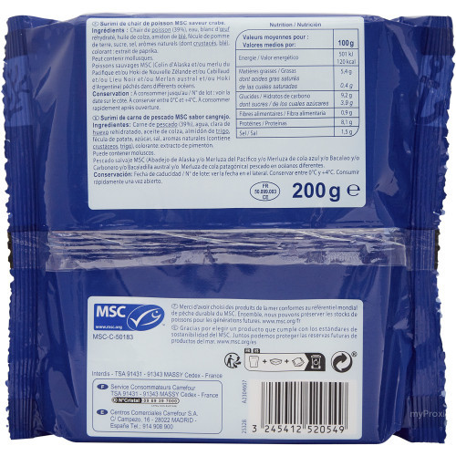 200G BATONNETS SURIMI CRF CLAS