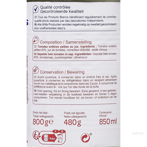 TOMATE PELEE 4/4 PP BLC