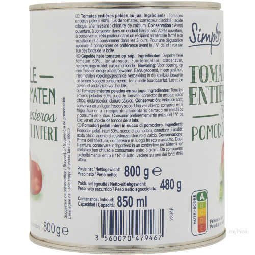 TOMATE PELEE 4/4 PP BLC