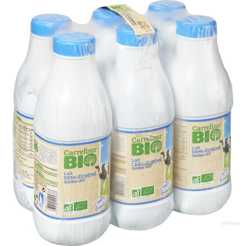 PACK 6X1L LAIT 1/2ECRE BIO CRF