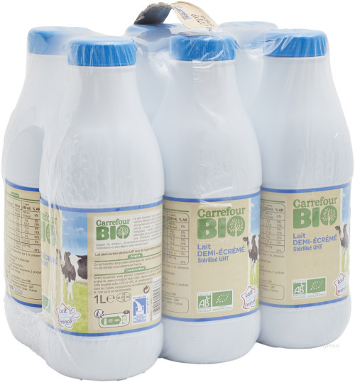 PACK 6X1L LAIT 1/2ECRE BIO CRF