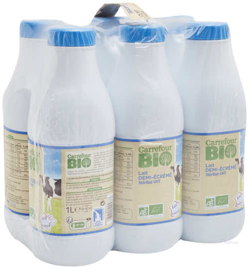 PACK 6X1L LAIT 1/2ECRE BIO CRF