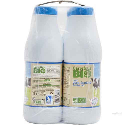 PACK 6X1L LAIT 1/2ECRE BIO CRF