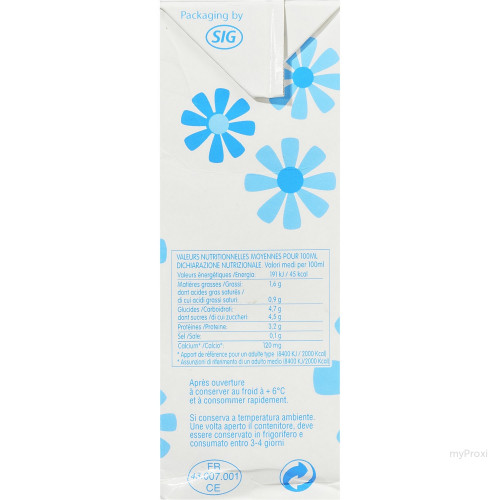PACK 6X1L LAIT 1/2ECRE BIO CRF