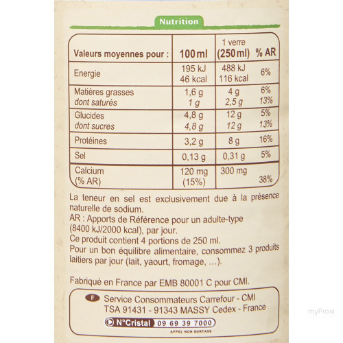 10X1L LAIT UHT CRF BIO