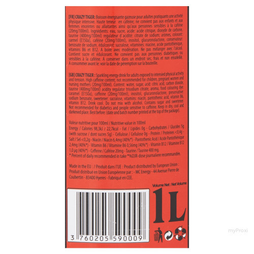 PET 1L ENERGY CRAZY TIGER