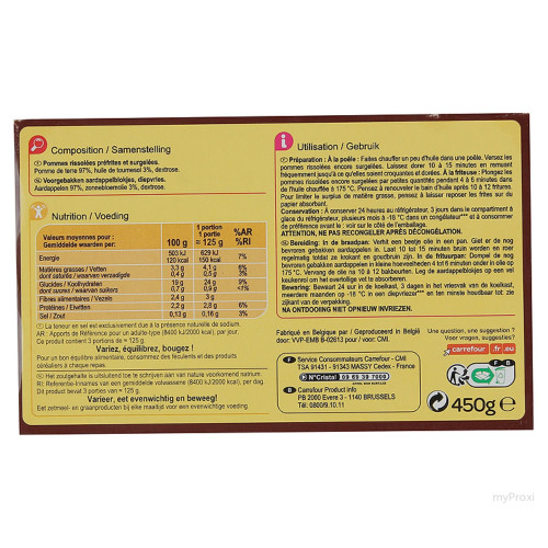 450G POMMES RISSOLEES CRF