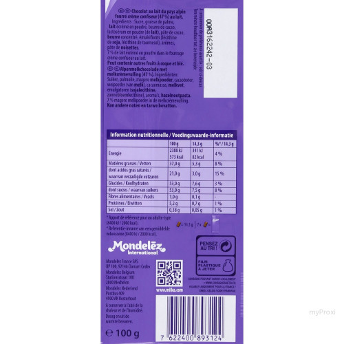 2X100G TENDRE LAIT MILKA