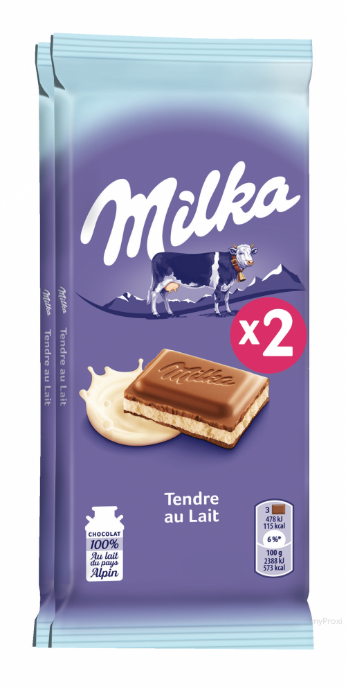 2X100G TENDRE LAIT MILKA