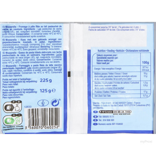 125G MOZZARELLA CRF CLASSIC