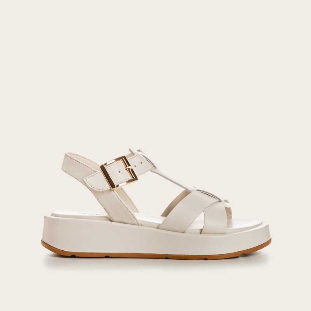 REQINS FEMMES SANDALES WANDA CUIR OFF WHITE NEW