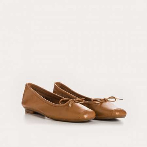 REQINS BALLERINES HARMONY CUIR CAMEL NEW