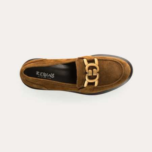 REQINS MOCASSINS JANET CUIR VELOURS OIL BRANDY NEW