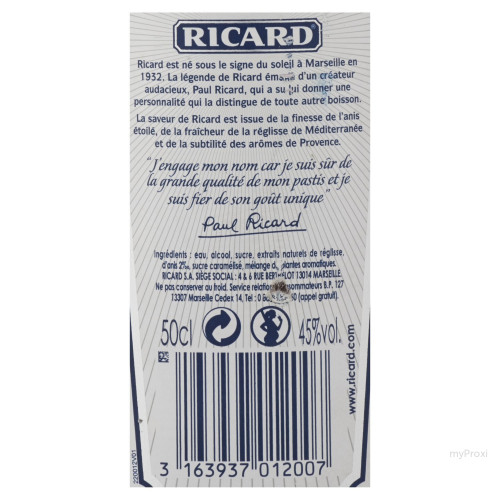 50CL APERIT. ANISE 45%V RICARD
