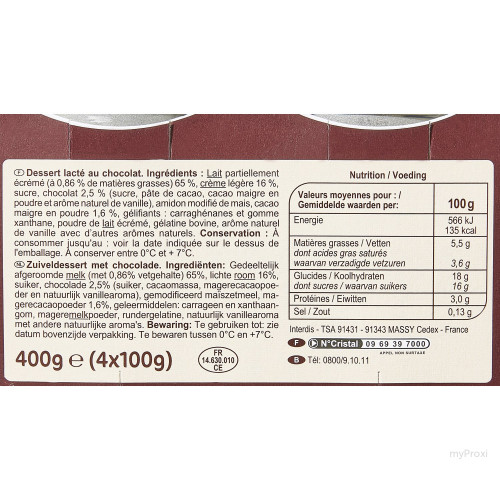 4X100G LIEGEOIS CHOCO. CRF CLA