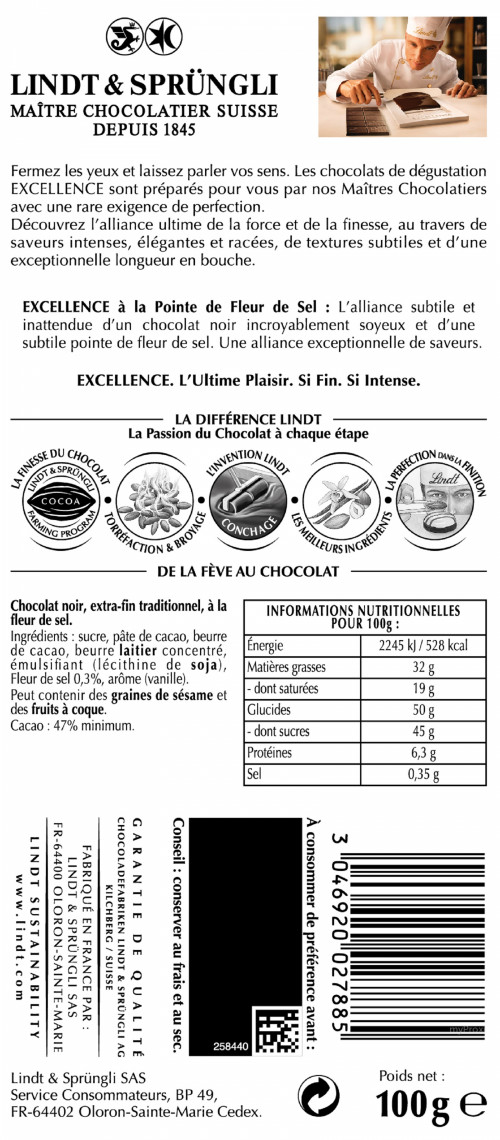 100G EXCEL.NR FLR DE SEL LINDT